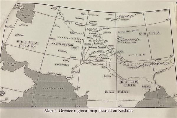 A British-era map of the former princely state of Jammu and Kashmir.
